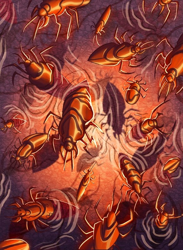 swarm of glowing insects