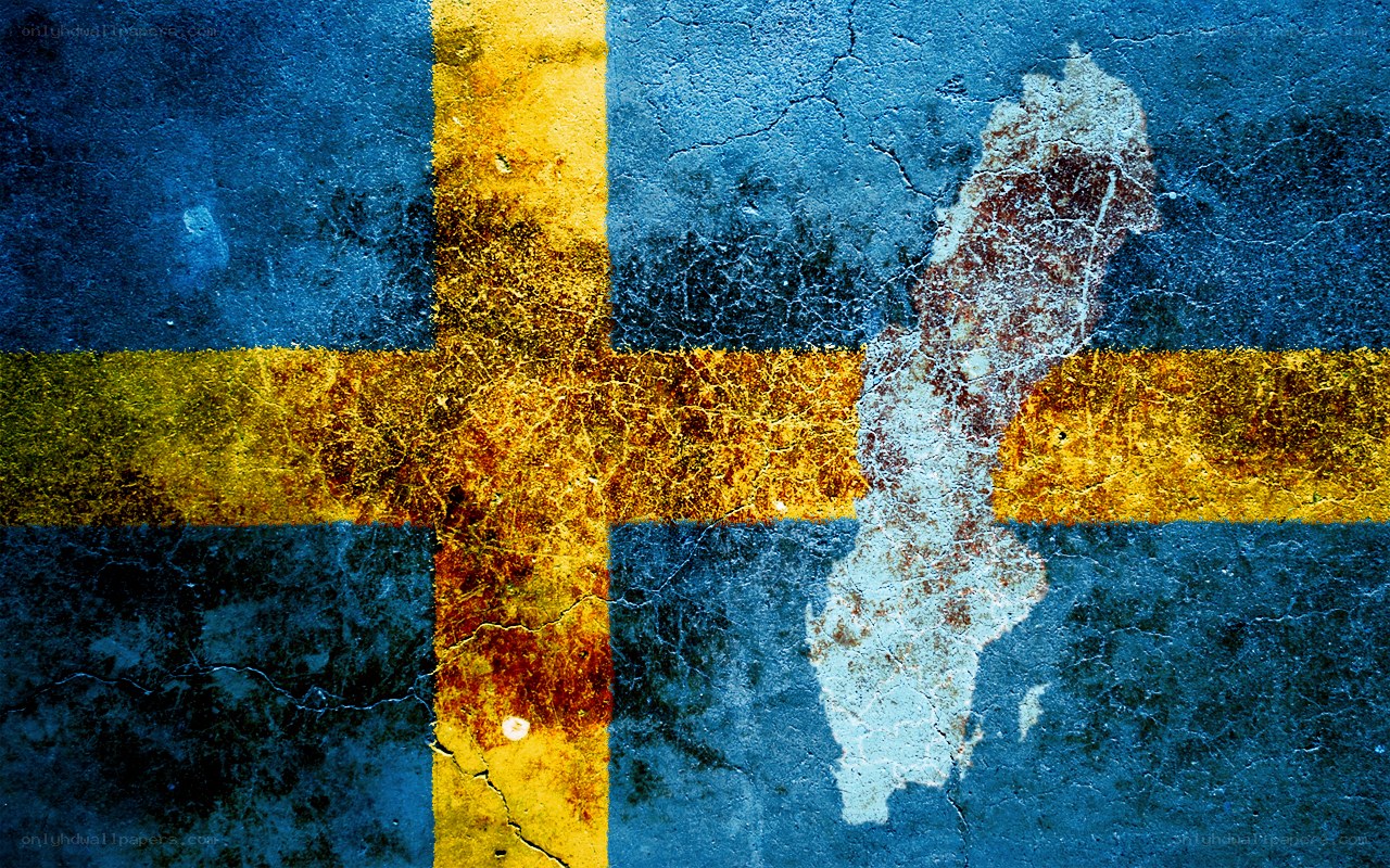 Sweden flag with map overlay