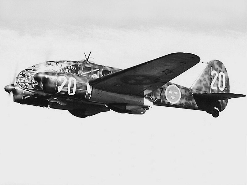 Swedish bomber in flight