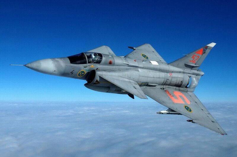 Swedish Fighter Jet — Blue, Serene