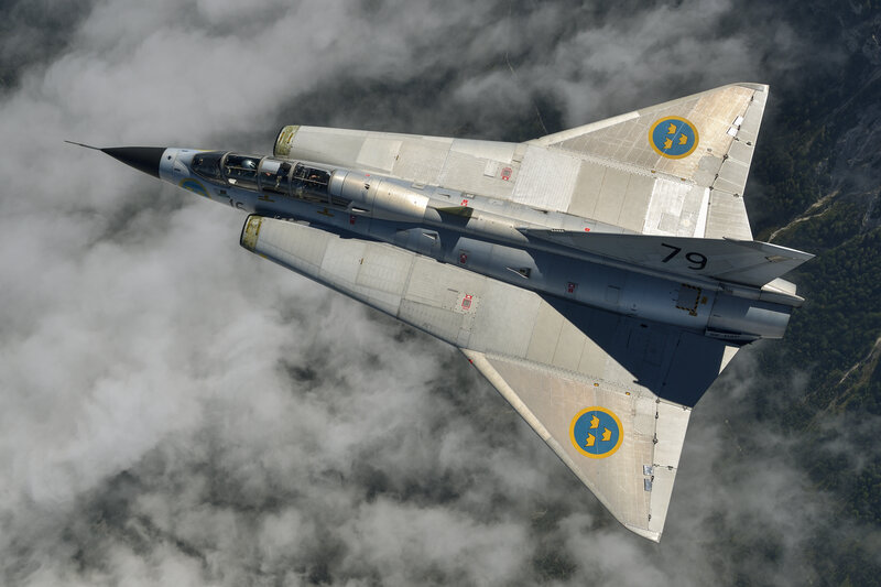 Swedish Fighter Jet — Gray, Dramatic