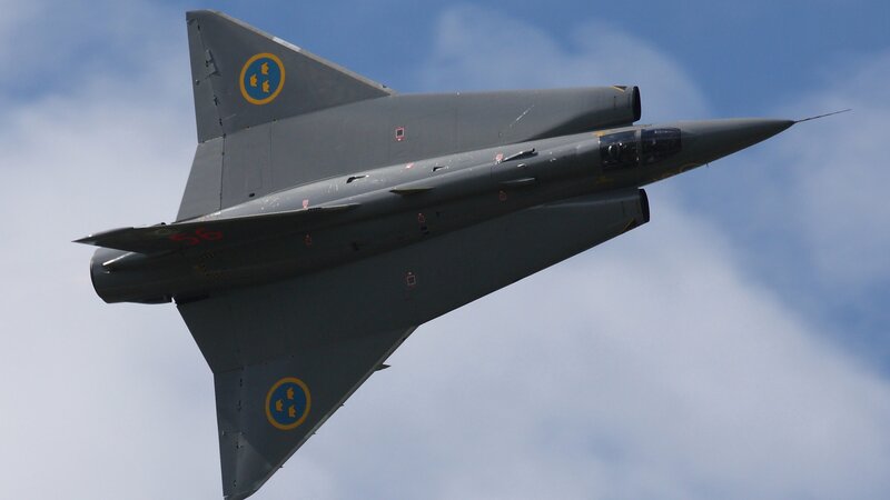 Swedish Fighter Jet — Gray, Dynamic, Afternoon, Photograph