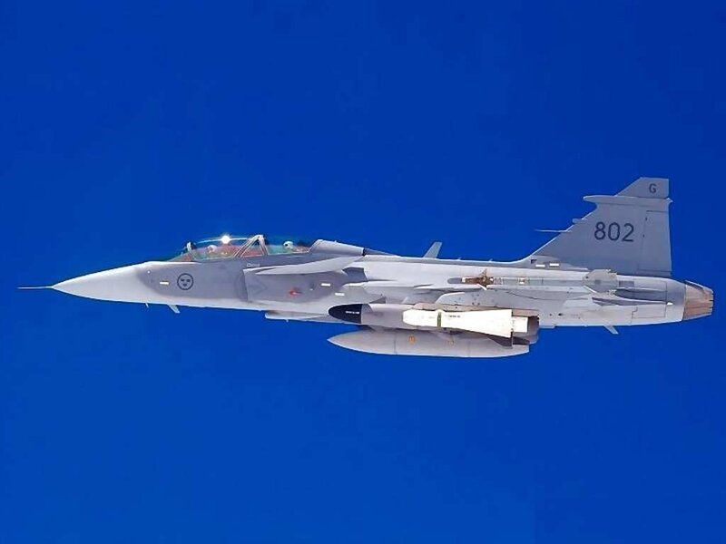 Swedish fighter jet in flight