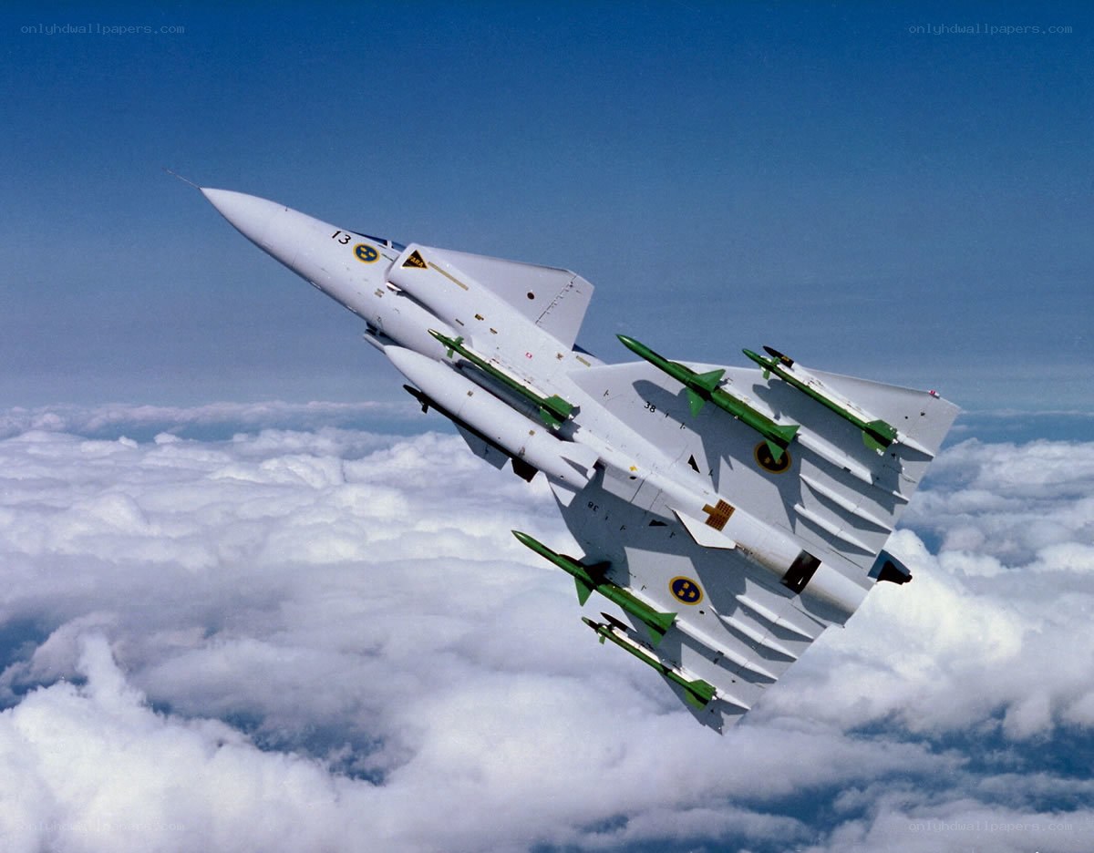 Swedish fighter jet in flight