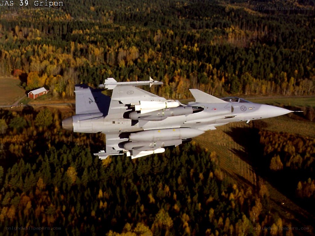 Swedish fighter jet in flight