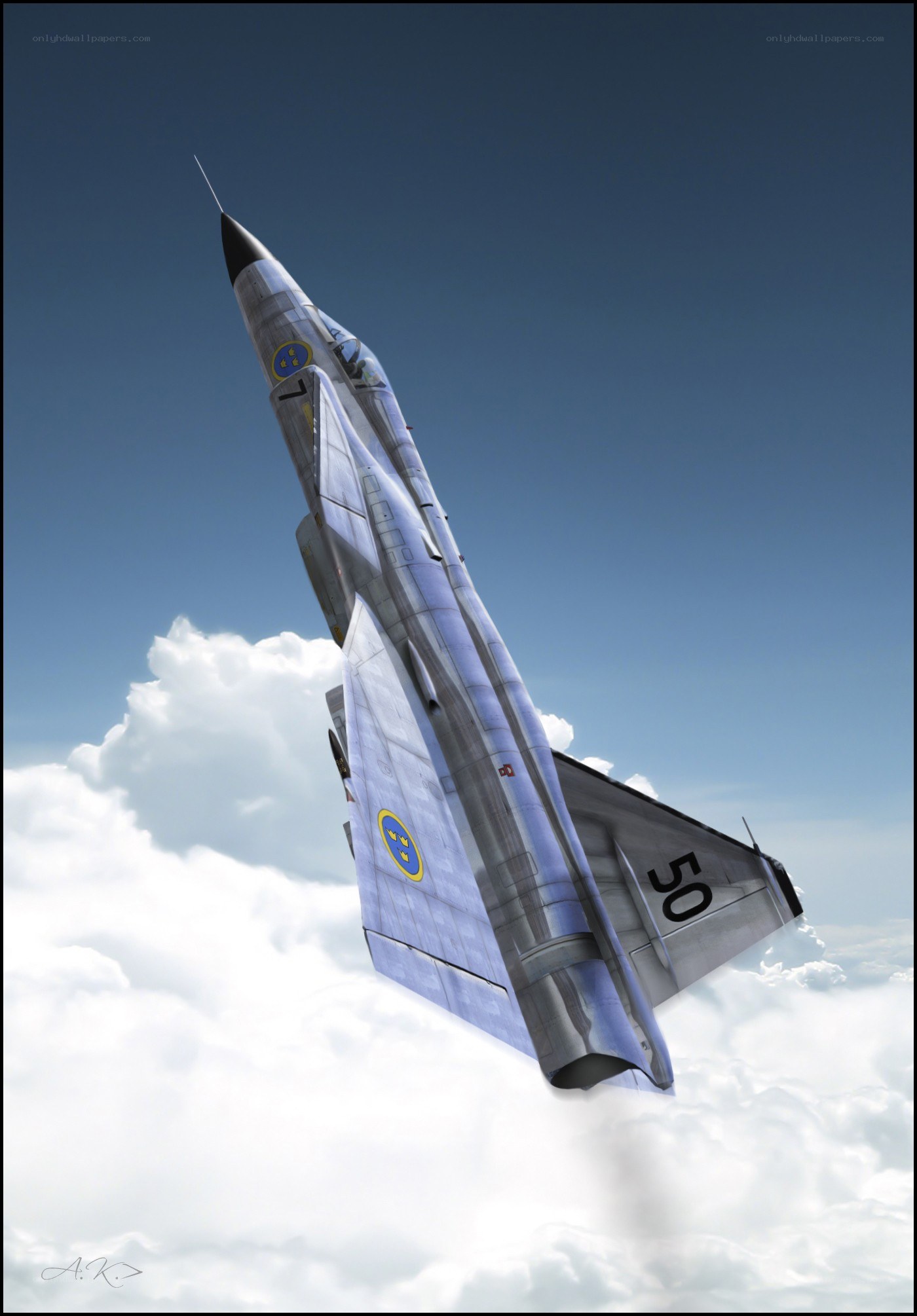 Swedish fighter jet in flight