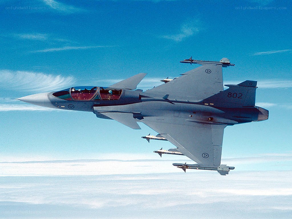 Swedish fighter jet in flight