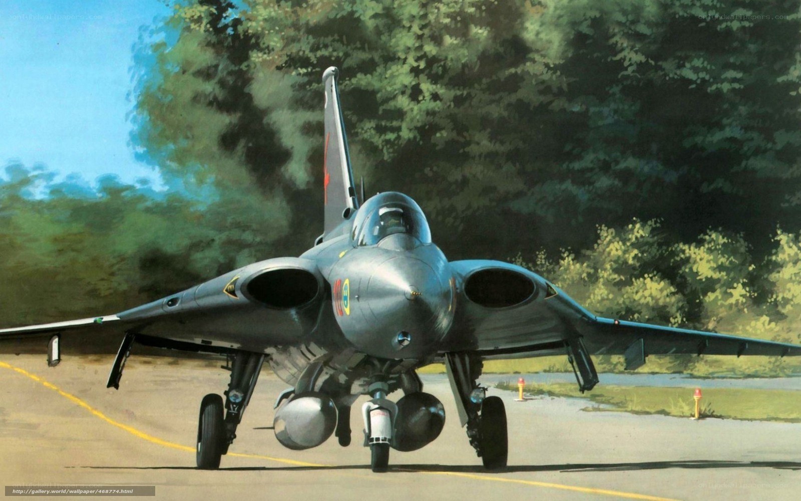 Swedish fighter jet on runway