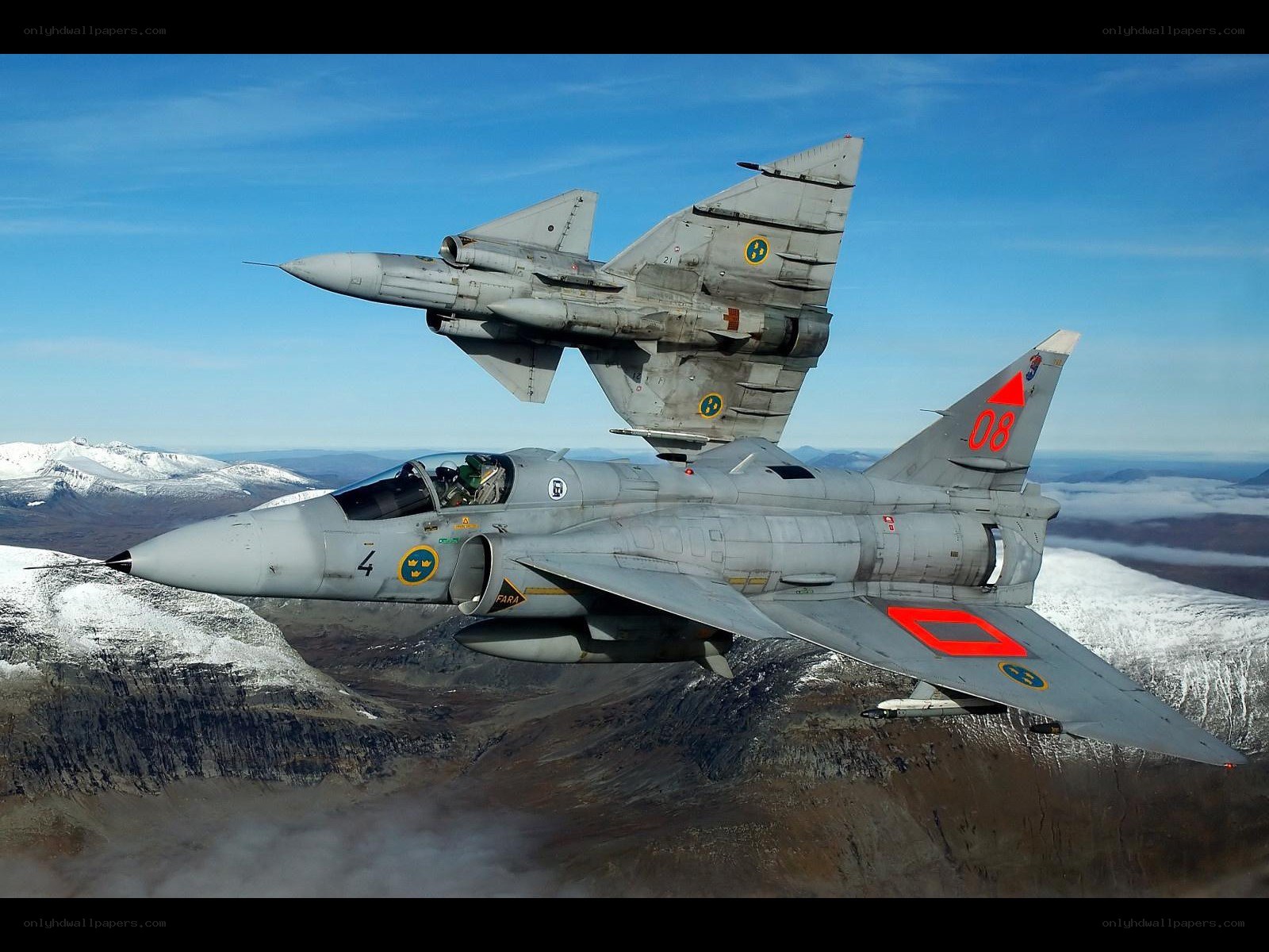 Swedish fighter jets in flight