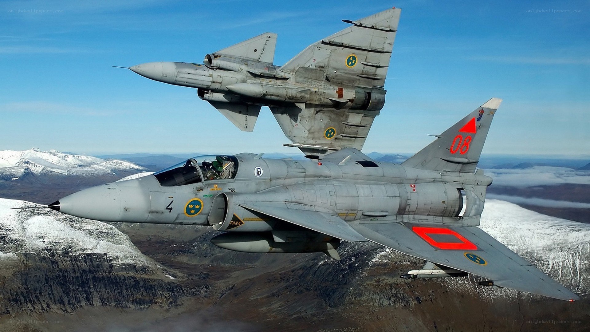 Swedish fighter jets in flight