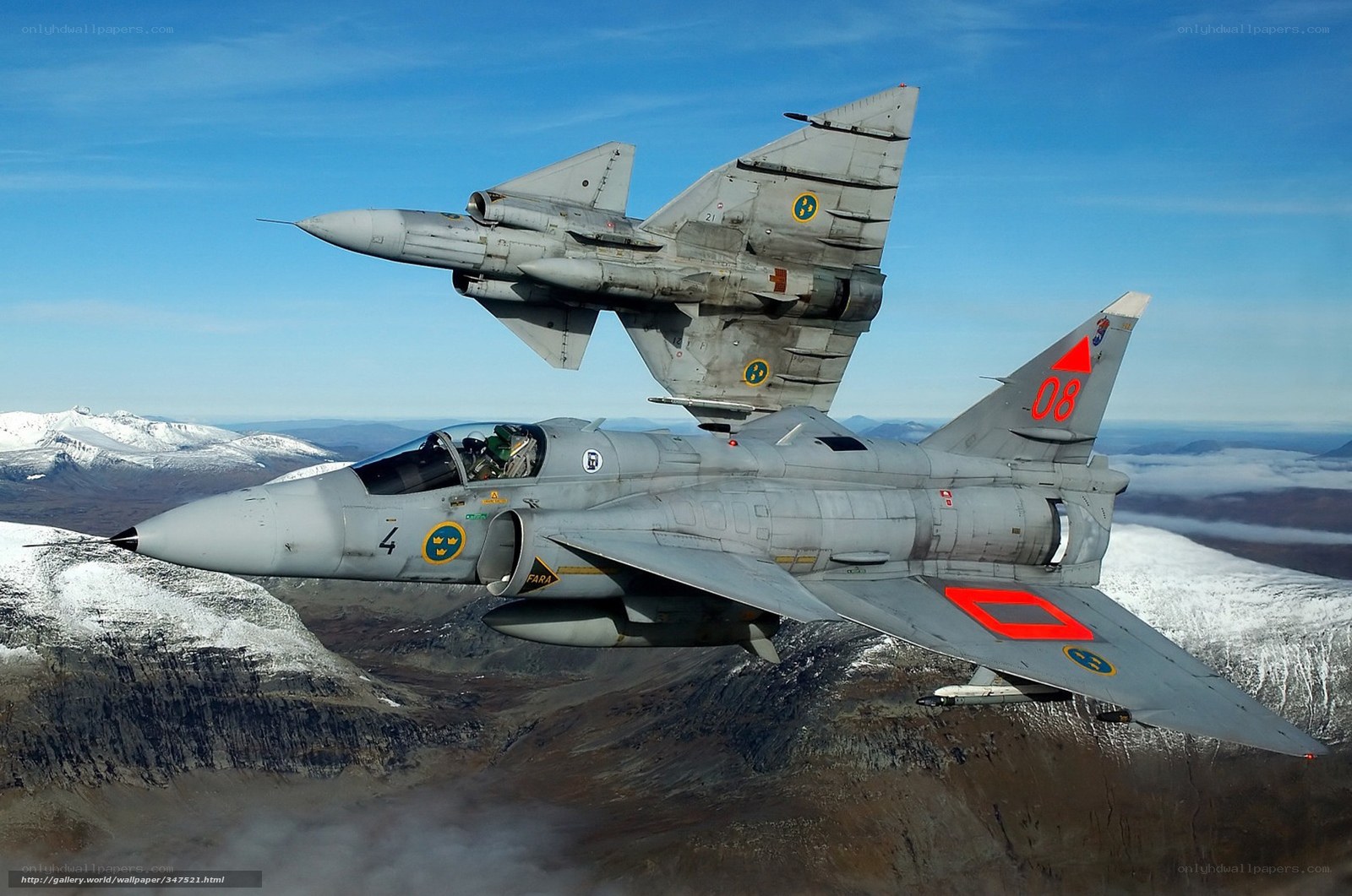 Swedish fighter jets in flight