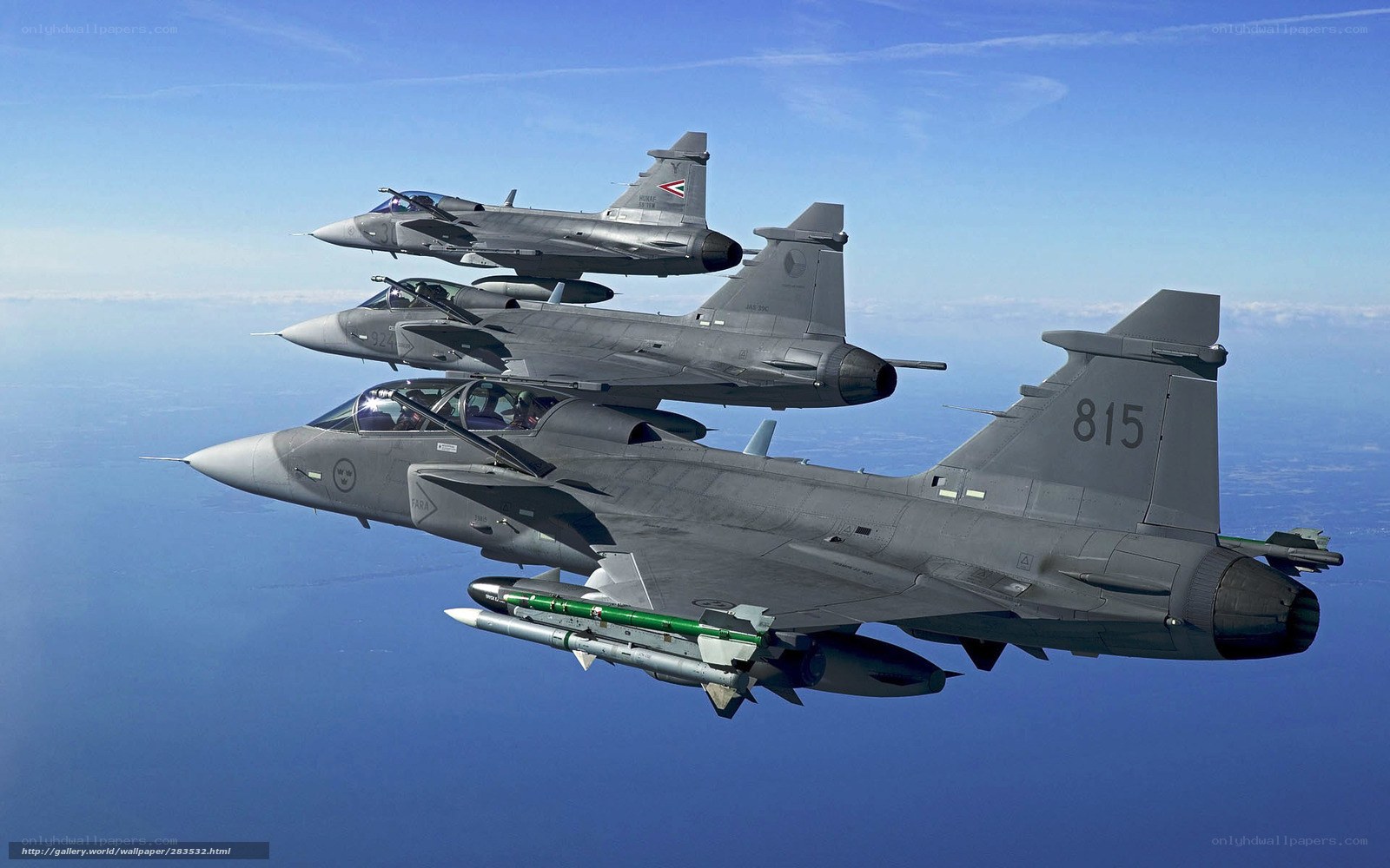 Swedish fighter jets in formation