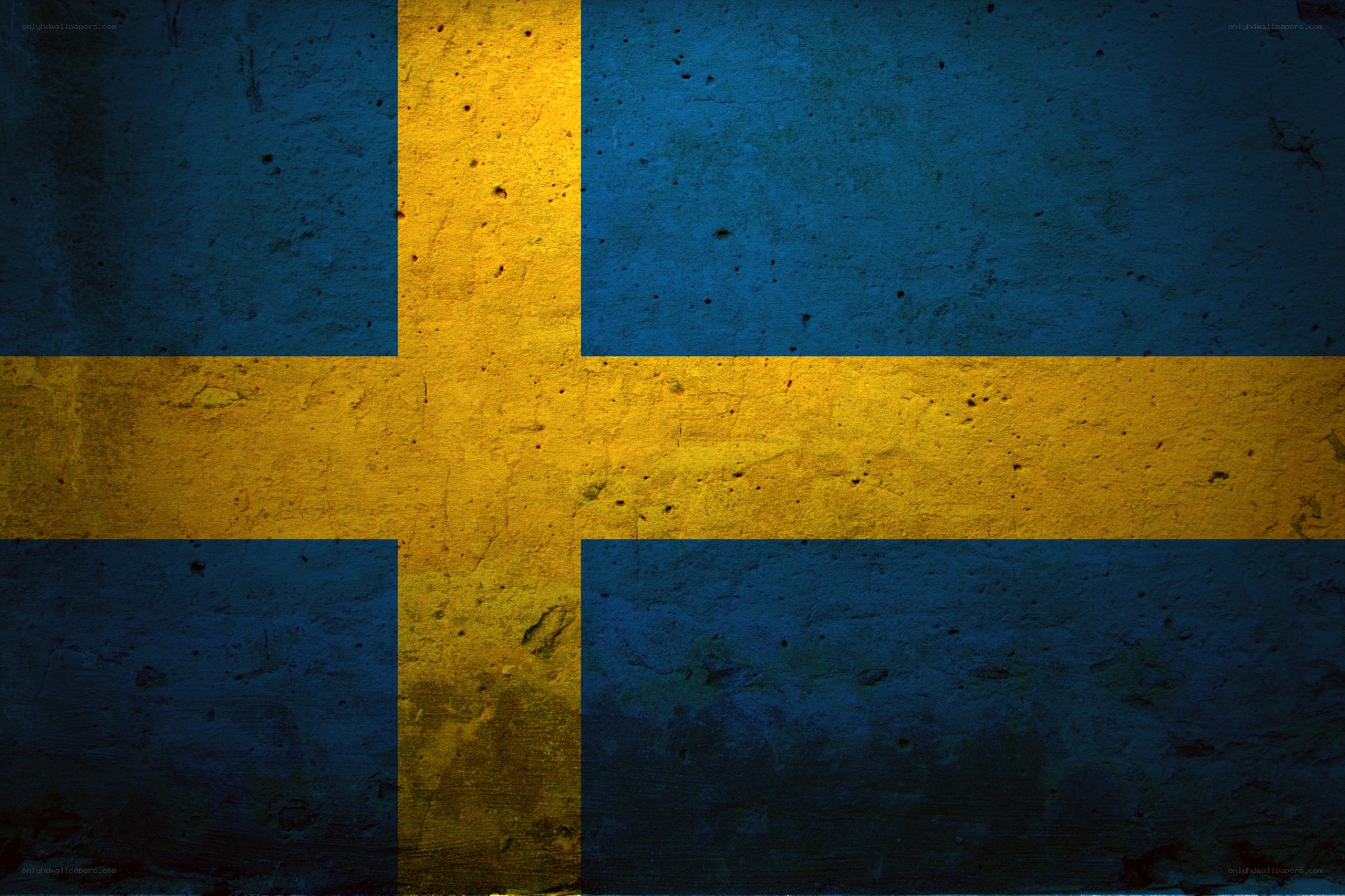 Swedish flag on textured wall