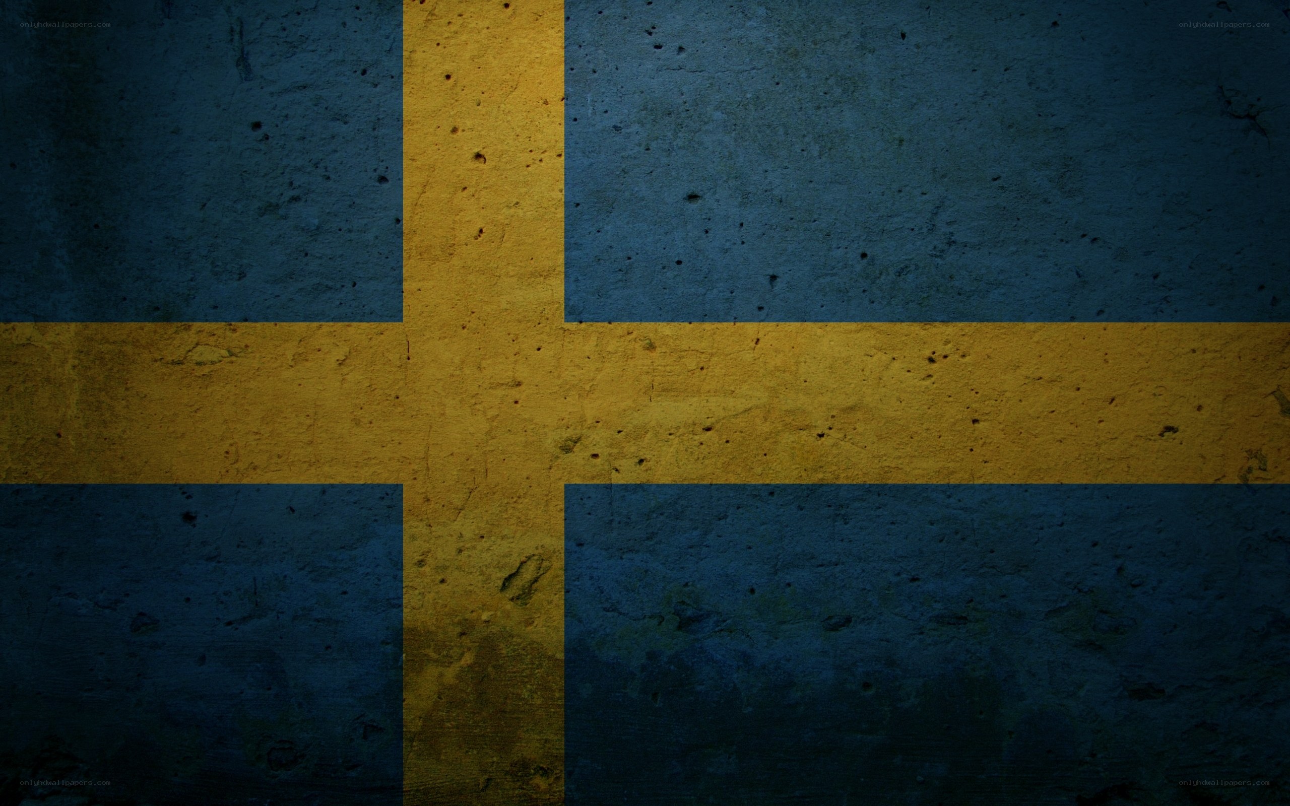 Swedish flag on textured wall