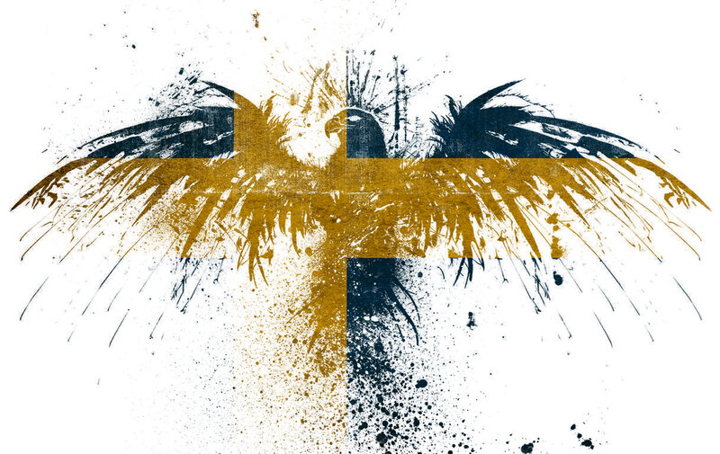 Swedish flag with eagle art
