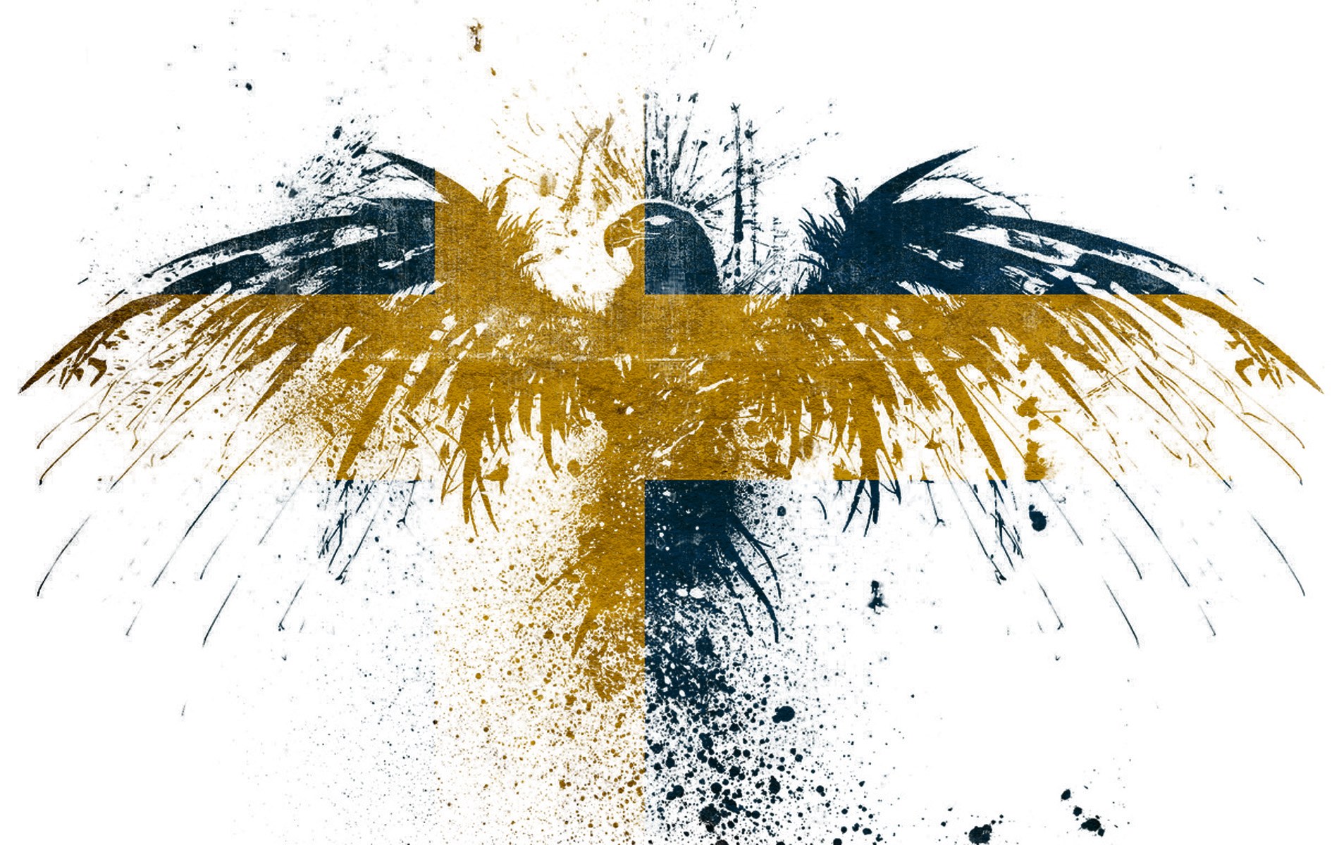 Swedish flag with eagle art