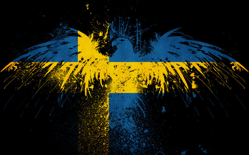 Swedish flag with eagle art