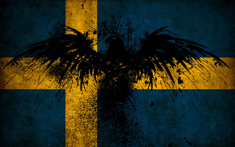 Swedish flag with eagle design