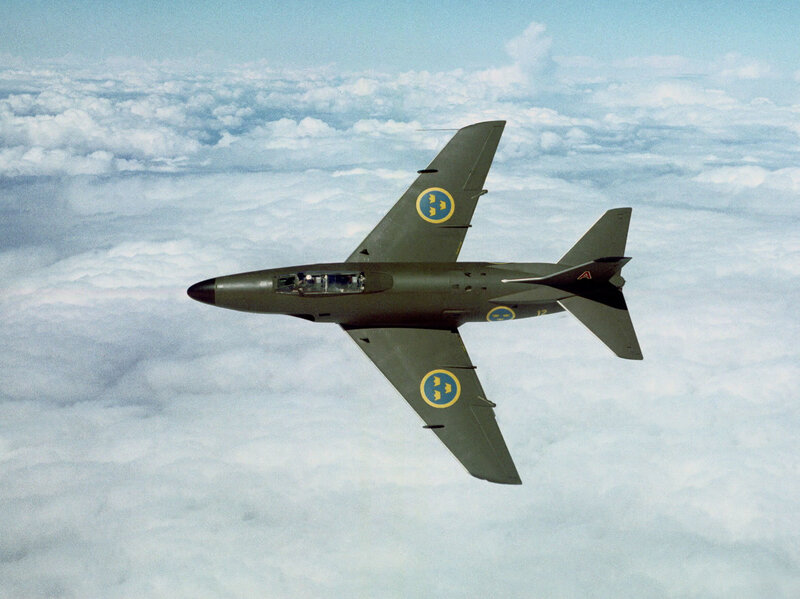 Swedish jet fighter in flight