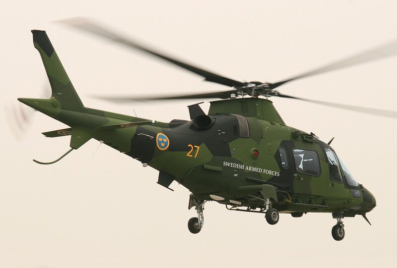 Swedish military helicopter in flight
