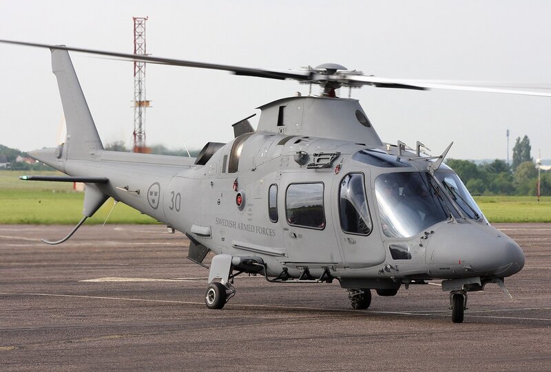Swedish military helicopter on tarmac