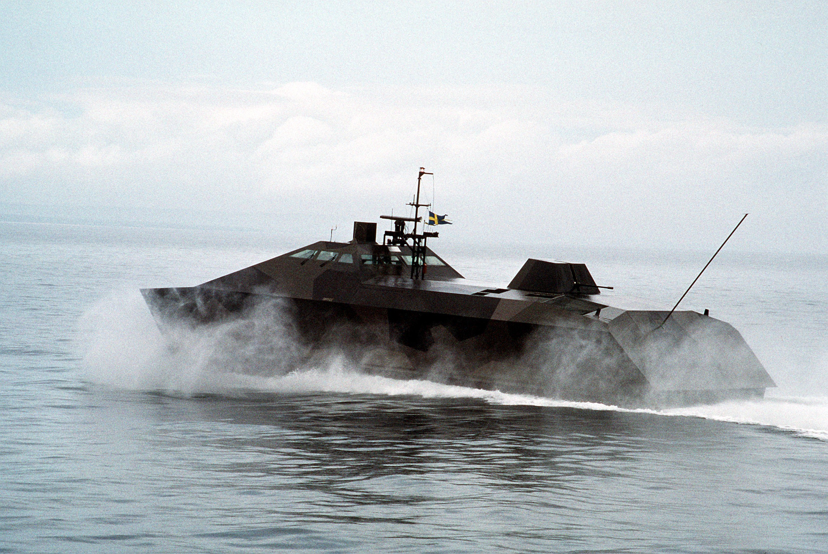 Swedish naval vessel in action