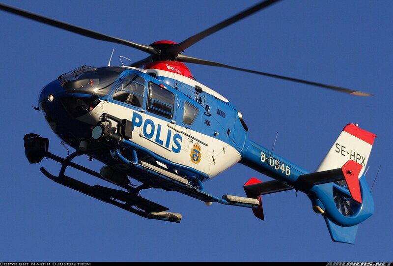 Swedish police helicopter in flight