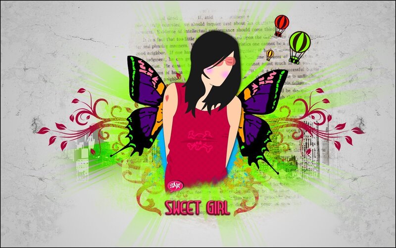 sweet girl with butterfly wings
