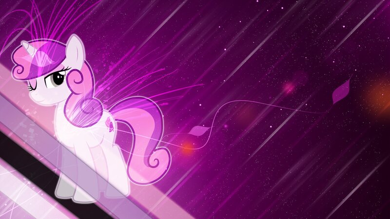 Sweetie Belle in a purple aura