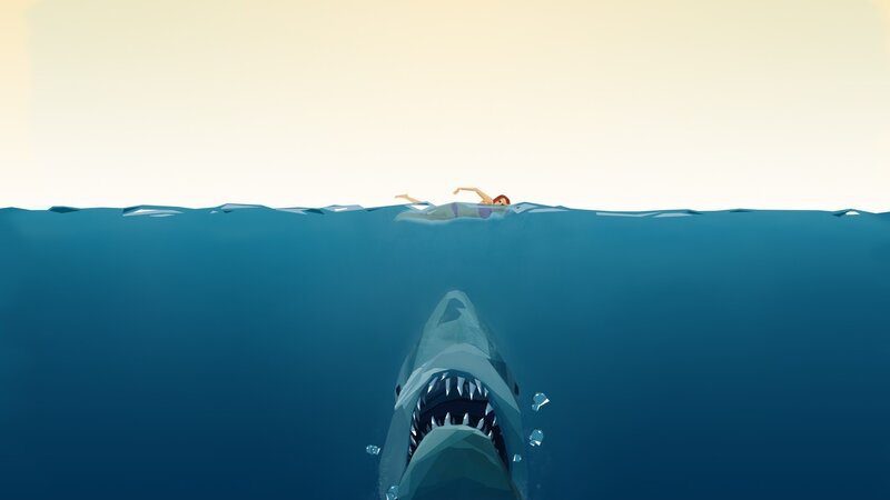 Swimmer and Shark