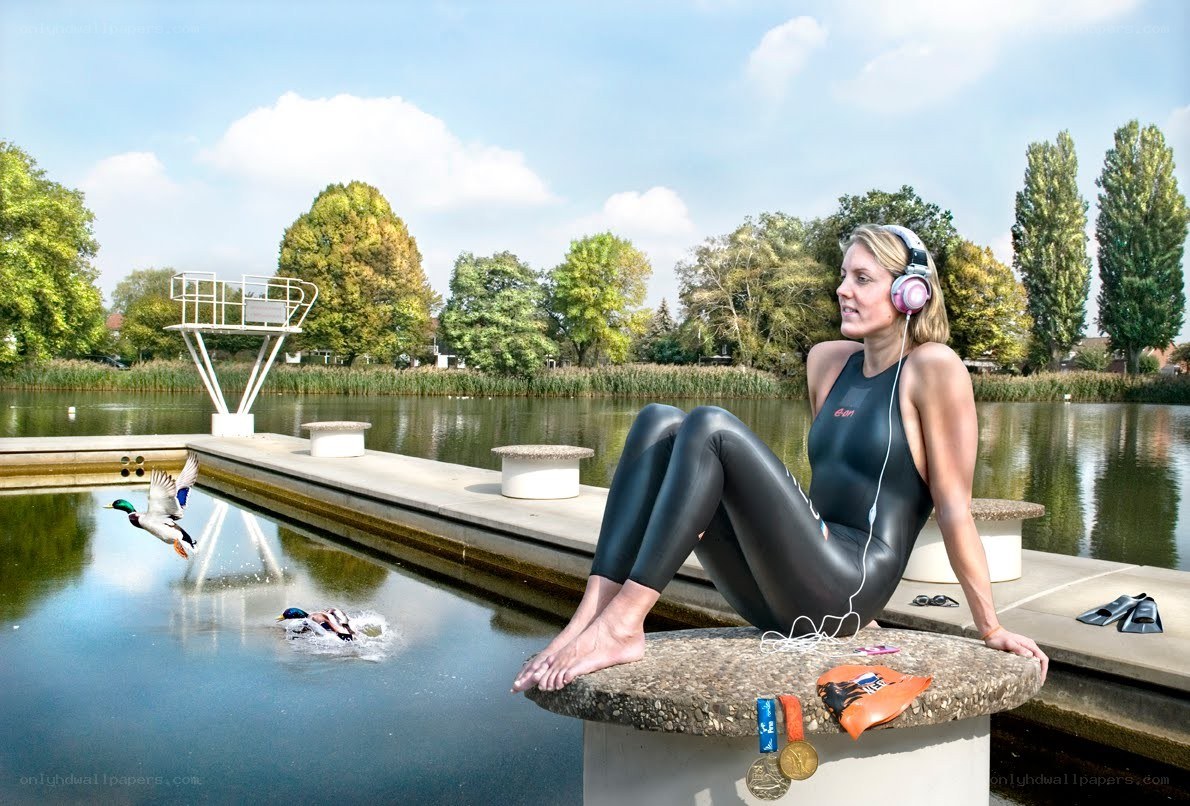swimmer at a lake