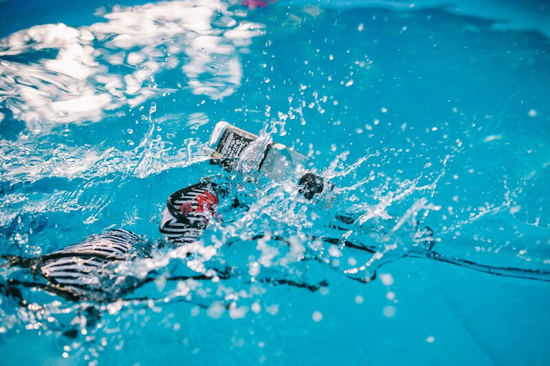 Swimmer in Pool — Blue, Active, Afternoon