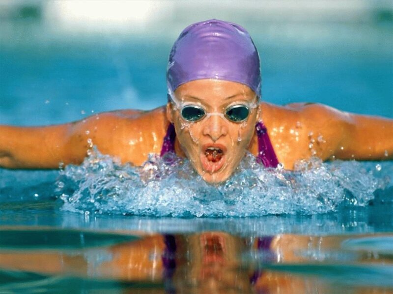 Swimmer in Pool — Blue, Active, Photograph