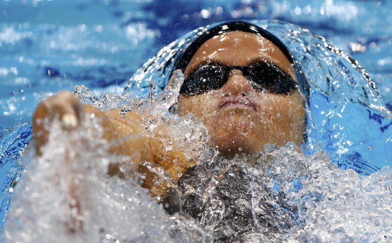 Swimmer in Pool — Blue, Intense, Photograph