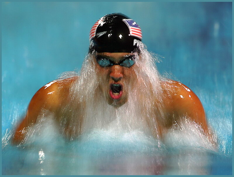 Swimmer in Pool — Blue, Intense