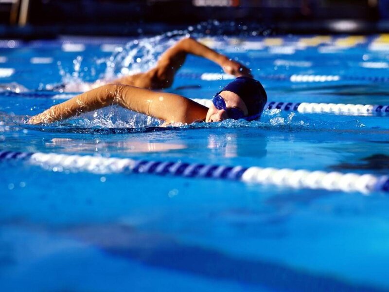 Swimmer in Pool — Blue