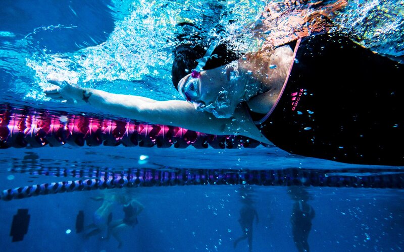 swimmer in pool lane