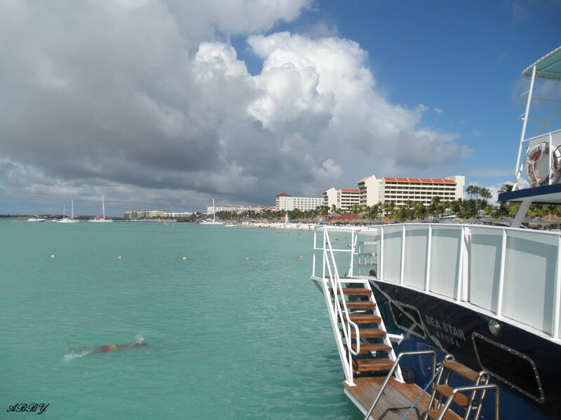 Swimmer Near Boat