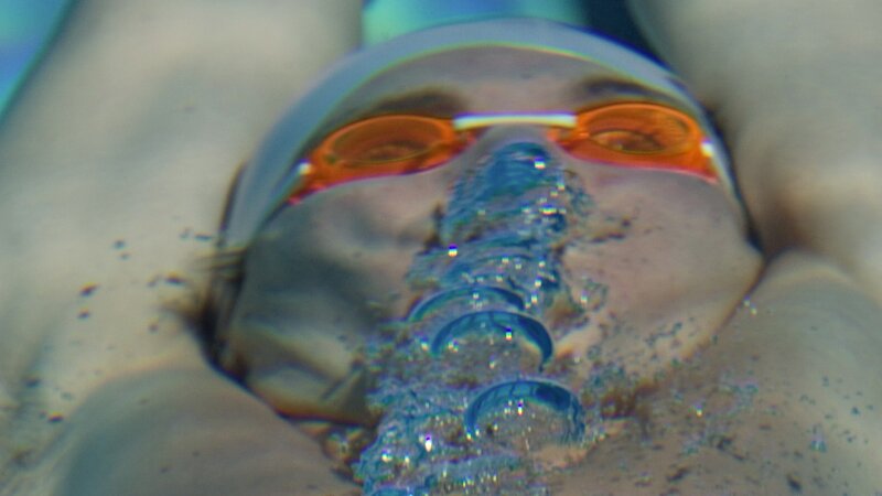swimmer underwater close-up