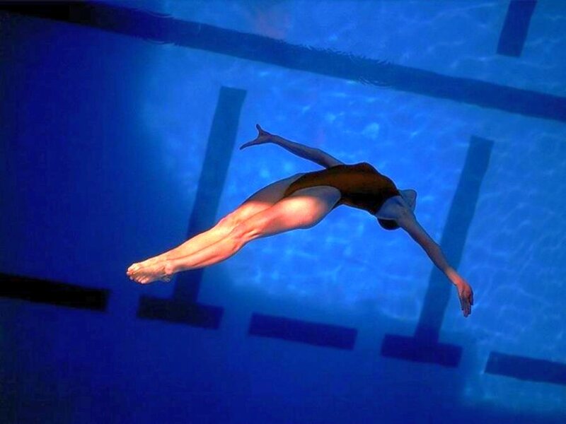 swimmer underwater in pool
