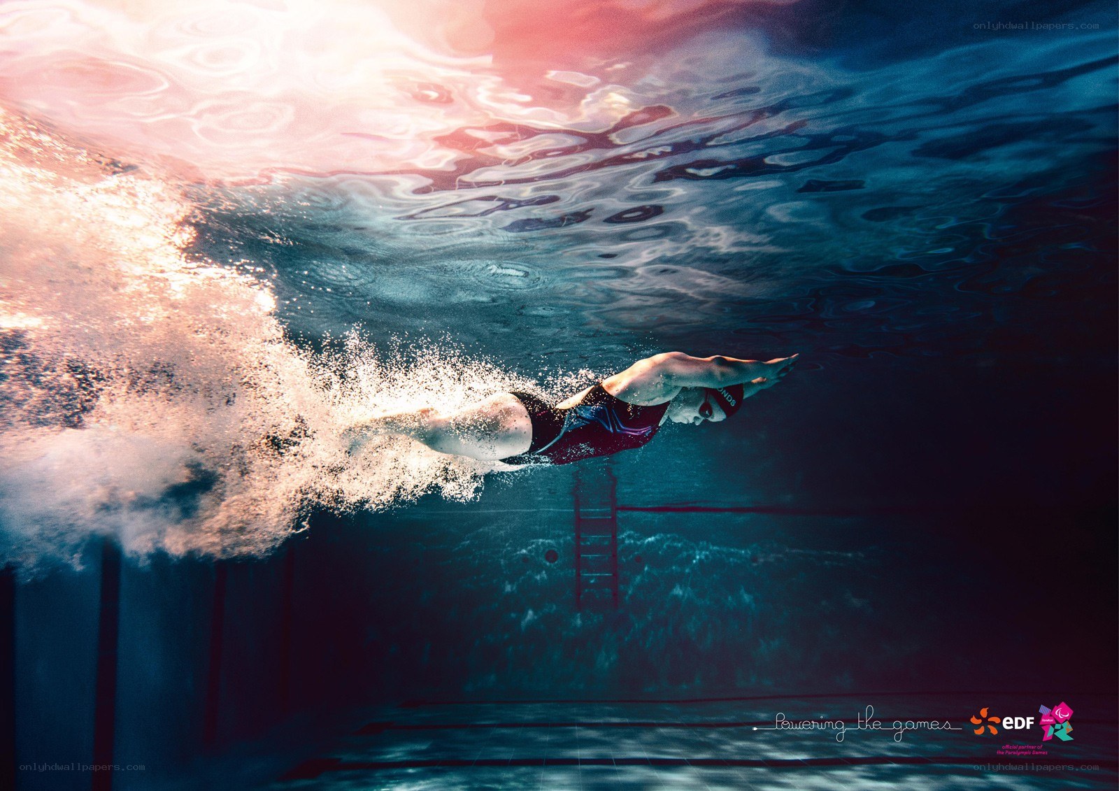 swimmer underwater in pool