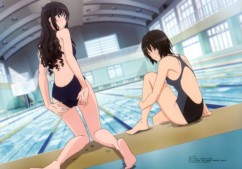 Swimming pool anime scene