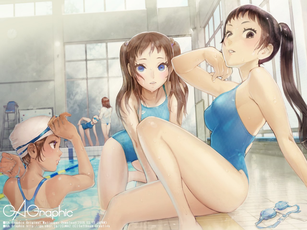 swimming pool scene with girls