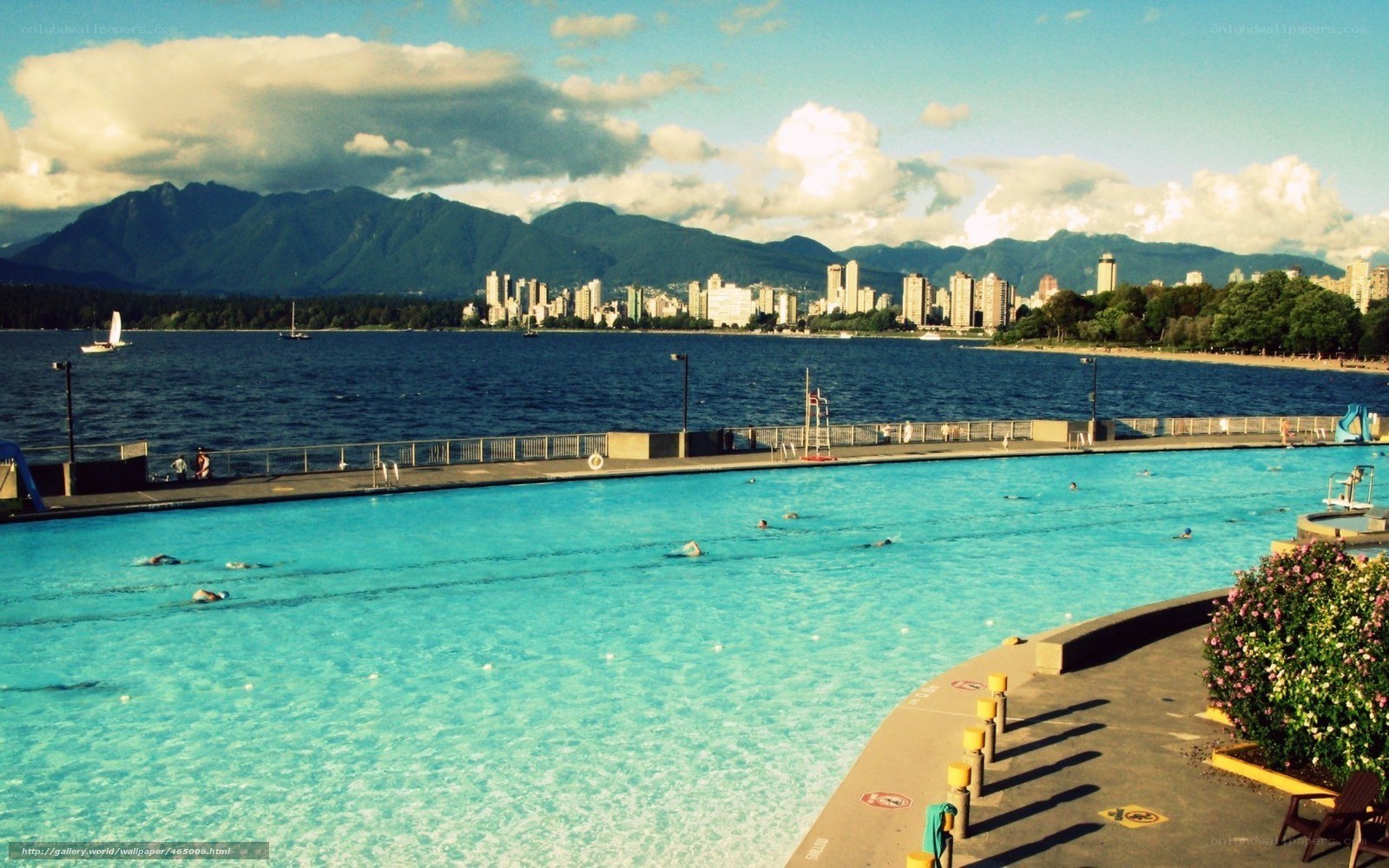 swimming pool with city view