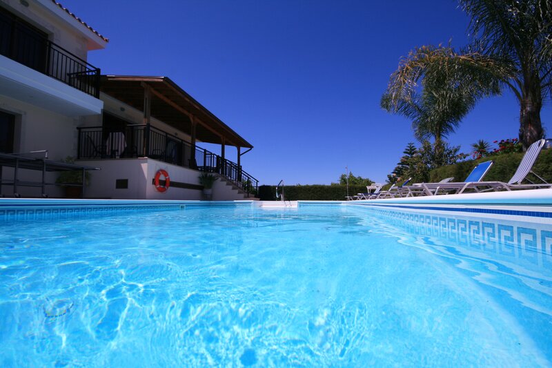 Swimming Pool with Lounge Chairs — Blue