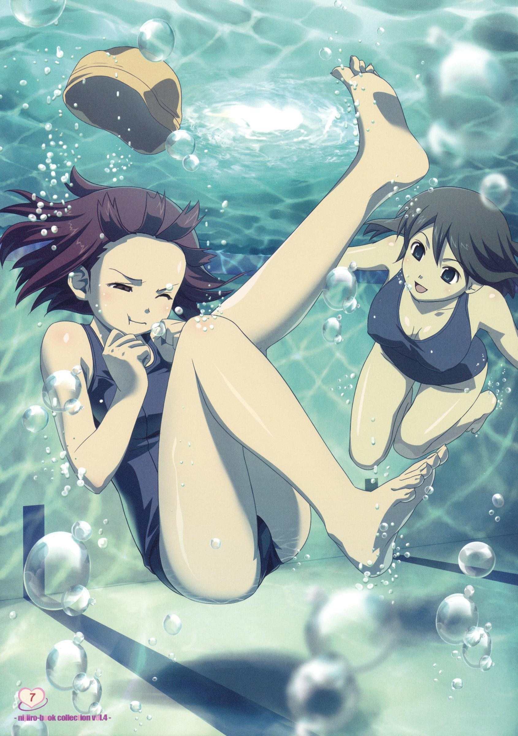 swimming underwater with bubbles