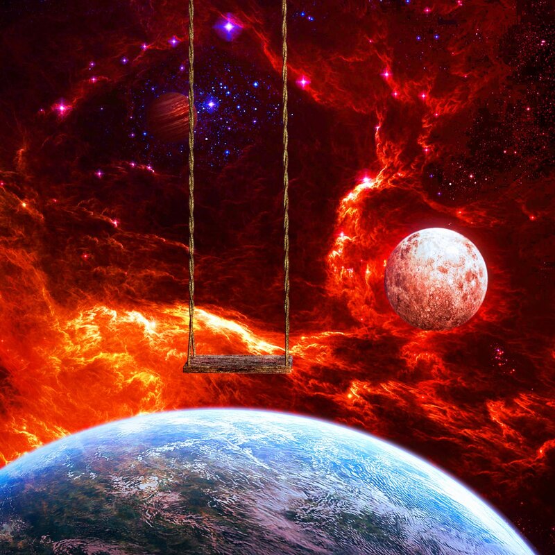 Swing in space with planets