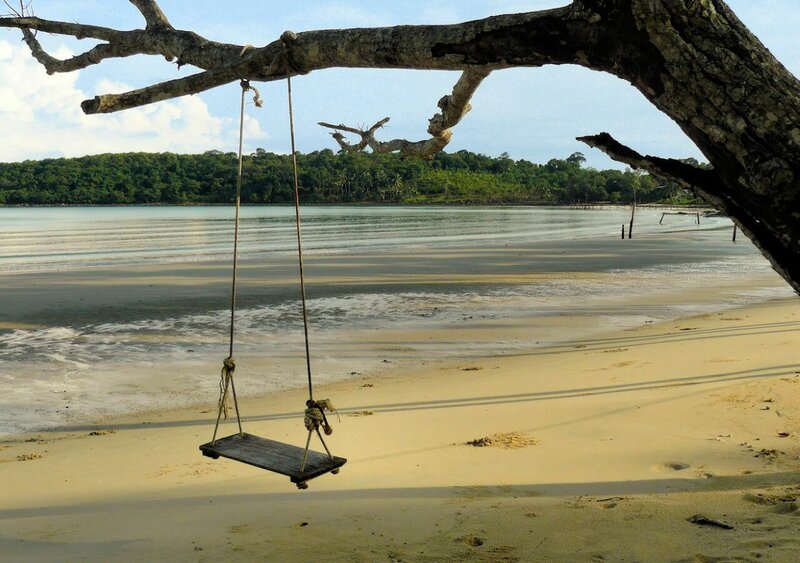 Swing on a tropical beach