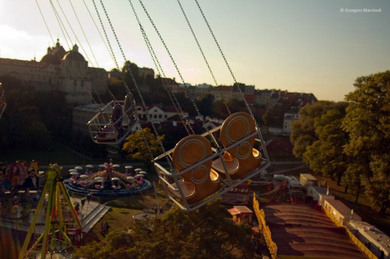 Swing Ride at Amusement Park — Gold