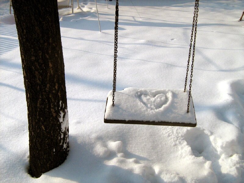 Swing with Heart Carving